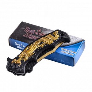 Нож с драконом Dark Side Blades Spring Assisted DS-A058 Gold (США) (Уникальный шанс купить редкий дизайнерский нож от производителя. Ограниченное количество по входящей цене!) №1099