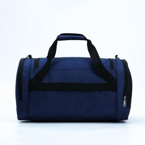 Сумка дорожная, отдел на молнии, 3 наружных кармана, длинный ремень, крепление для чемодана, цвет синий