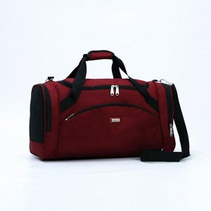 Сумка дорожная, отдел на молнии, 3 наружных кармана, длинный ремень, крепление для чемодана, цвет бордовый