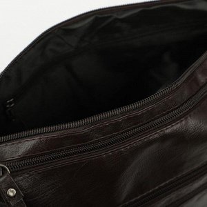 Сумка-мешок, отдел на молнии, 5 наружных карманов, регулируемый ремень, цвет коричневый