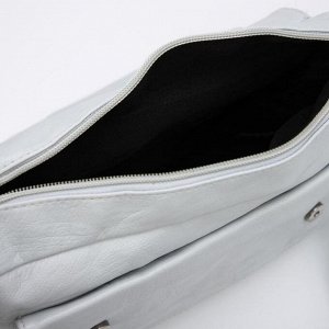 Сумка-мессенджер, отдел на клапане, 2 наружных кармана, длинный ремень, цвет серый