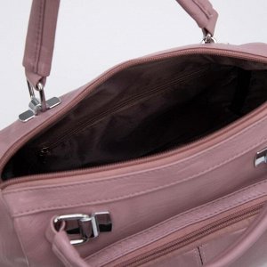 Сумка-тоут, отдел на молнии, 2 наружных кармана, длинный ремень, цвет розовый