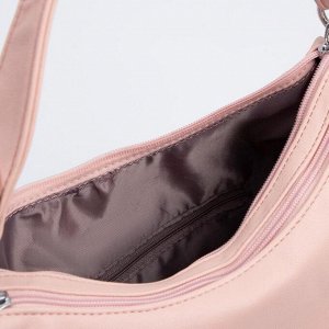 Сумка-хобо, отдел на молнии, наружный карман, длинный ремень, цвет розовый