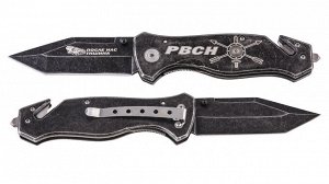 Складной нож РВСН с гравировкой - аварийно-спасательный со стеклобоем и стропорезом (6-C) №1062