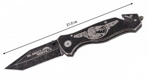 Тактический нож рыбака с гравировкой "Эх, хвост, чешуя..." - стеклобой, стропорез, клипса для крепления № 1073Г