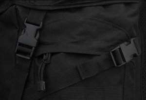 Большой тактический рюкзак (50 литров, черный) (CH-063) № 17 - Основное отеделение с молниями, передний отсек на молнии, ручка для транспортировки, 2 боковых кармана, липучка-велкро для патчей, стропы