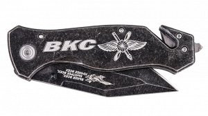 Тактический нож "ВКС" - аварийно-спасательный нож с символикой ВКС, клинок типа танто, стеклобой, марка стали - 440.