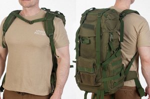 Натовский рейдовый рюкзак (хаки-олива, 30-50 л) (CH-063) №16 - Эргономичные плечевые ремни анатомической формы. Грудной и поясной регулируемый ремень, широкий пояс с боковыми подушками. Рассчитан на д
