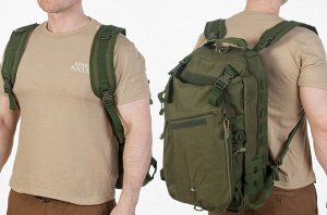 Рейдовый рюкзак хаки-олива (15-20 л) (CH-070) №30 - Удобный рюкзак для однодневных переходов, активного отдыха, походов, охоты, рыбалки и города. Водонепроницаемая износостойкая нейлоновая ткань 600D