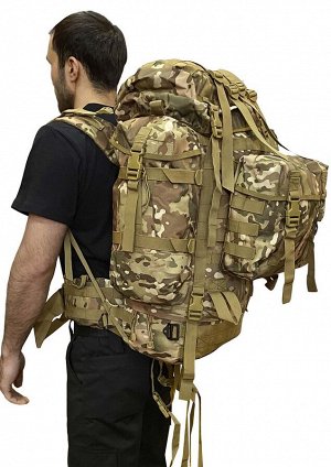 Многодневный тактический рюкзак (100 литров, Multicam) - (CH-096) Рюкзак оснащен двумя большими боковыми карманами и съемным тыльным модулем. Спина FAS (Fully Adjustable System) PLUS Military, имеет л