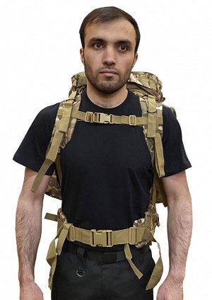 Многодневный тактический рюкзак (100 литров, Multicam) - (CH-096) Рюкзак оснащен двумя большими боковыми карманами и съемным тыльным модулем. Спина FAS (Fully Adjustable System) PLUS Military, имеет л