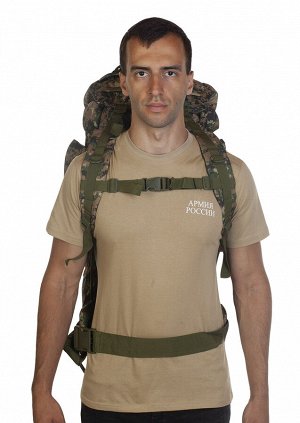 Большой рюкзак для мужчин камуфляжа Digital Woodland (75 л) (CH-053) - Есть место для крепления внешнего снаряжения (спальника, тента, палатки). Лямки регулируют объем рюкзака. Спина со смягчающими по