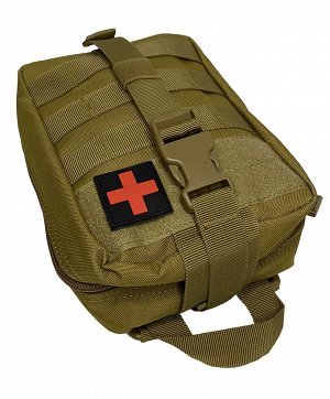 Армейская аптечка первой помощи (хаки-песок) - Необходимый аксессуар для военнослужащих, экстремалов, туристов, охотников, велосипедистов и др. Ремни для крепления MOLLE, которые можно носить на поясе