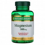 Nature s Bounty, Магний, 500 мг, 200 таблеток в оболочке