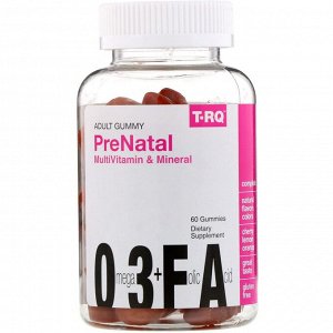 T-RQ, Жевательные мармеладки для взрослых, мультивитамины и минералы для беременных, вишня, лимон и апельсин, 60 жевательных таблеток