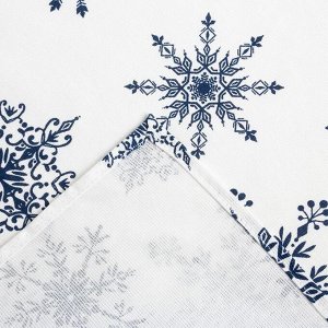 Скатерть Доляна «Новый год: Синие снежинки» 110х149 см, 100% хлопок, 164 г/м2