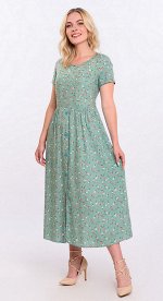 Платье штапель 5915/35/Зеленый, розовый