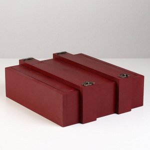 Подарочный ящик "Сундук" с фурнитурой, винно-красный, 30х25х10 см