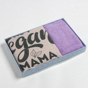 Подарочный набор Этель Vegan mama фартук 70х60 см, полотенце 30х60 см, 100% хлопок