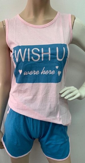 Костюм - WISH U - футболка+шоры - Z125 - розовый