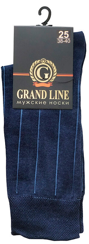 Носки мужские GRAND LINE (М-156, полоска), тёмно-синий, р. 25