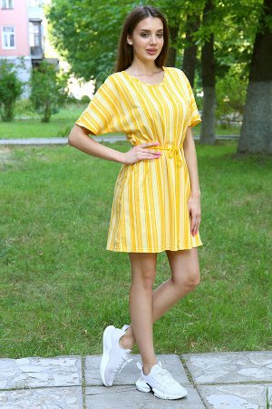 Туника Варианты расцветки: желтый
Ткань:  кулирка, Состав:  100% хлопок
Яркая молодежная туника силуэта летучая мышь из ткани в полоску, средняя длина, пояс на шнурке

Таблица размеров и веса

Дли