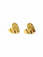 Серебряные серьги-пусеты сердца &quot;Folio&quot; с позолотой