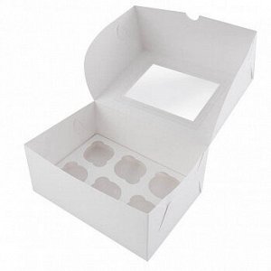 Коробка для 6 конфет/мини-капкейков, белая с окном