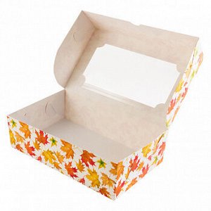 Коробка для зефира "Кленовый лист" с окном 25*15*7 см