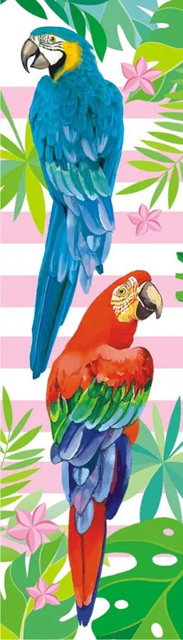 Картонная закладка "Попугаи" с глиттером