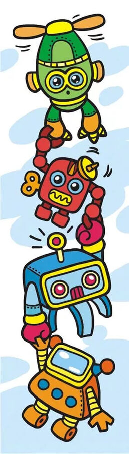 Картонная закладка "Роботы" с глиттером