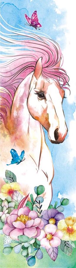 Картонная закладка "Лошади" с глиттером