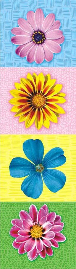 Картонная закладка "Цветы" с глиттером