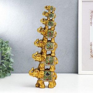 Сувенир полистоун зеркальные вставки &quot;Пирамида из 7 слонов&quot; 30х10,5х5,5 см