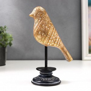 Сувенир полистоун "Птица с геометрическими узорами" золото 19х10х7,5 см