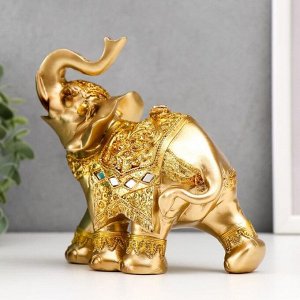Сувенир полистоун "Слоны в золотых доспехах" набор 2 шт 15х15х6,5 см