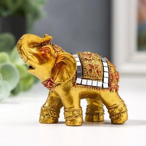 Сувенир  "Золотой слоник с мозаикой из зеркал" 5,2х6х3 см