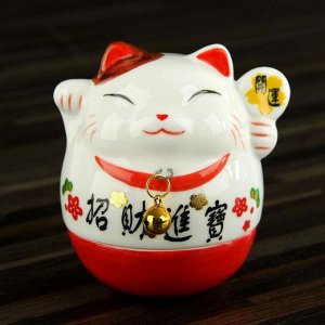 Сувенир кот керамика "Манэки-нэко" неваляшка 8,5х9х8 см