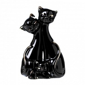 Сувенир керамика "Кошачье семейство" чёрные с золотом 13х8х4,5 см