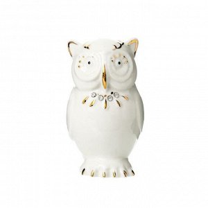 Сувенир керамика "Очкастая сова" белая со стразами 9,3х5,5х5,4 см