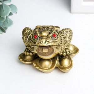 Нэцке полистоун под бронзу "Денежная жаба на слитках золота" 4,7х6,5х6,3 см