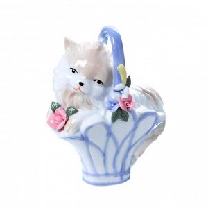Сувенир керамика "Котёнок в корзинке" 10,7х8,3х5,2 см