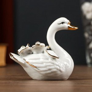 Сувенир керамика "Белые лебеди с букетом роз" набор 2 шт 8,5х5х9 см