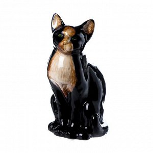 Сувенир керамика "Чёрная кошка с белой грудкой"  15,5х8х7 см