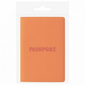 Обложка для паспорта STAFF, мягкий полиуретан, "ПАСПОРТ", рыжая, 237606