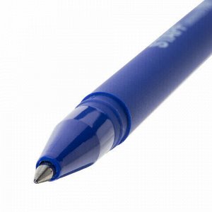 Ручка стираемая гелевая STAFF ERASE, СИНЯЯ, прорезиненный корпус, узел 0,5 мм, линия письма 0,35 мм, 143656