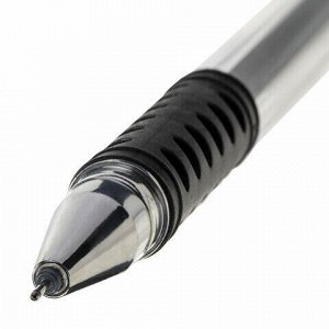Ручка гелевая с грипом STAFF Basic Needle, ЧЕРНАЯ, игольчатый узел 0,5 мм, линия письма 0,35 мм, 143679