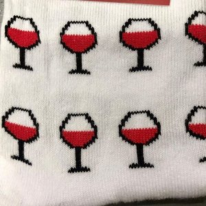 Носки женские с принтом бокал вина