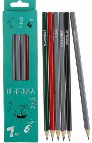 НАБОР Ч/Г КАРАНД. 6ШТ, СИБИРСКИЙ КЕДР. НЕДЕЛЬКА (ТМ) ШЕСТИГРАННЫЕ