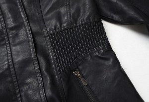 Женская удлиненная куртка из эко-кожи, цвет коричневый